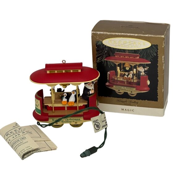 VTG 1994 Hallmark Keepsake Ornament | Kringle Trolley Santa & Penguins, "MAGIC" - Picture 1 of 10